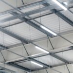 warehouse with newly installed led energy efficient lighting